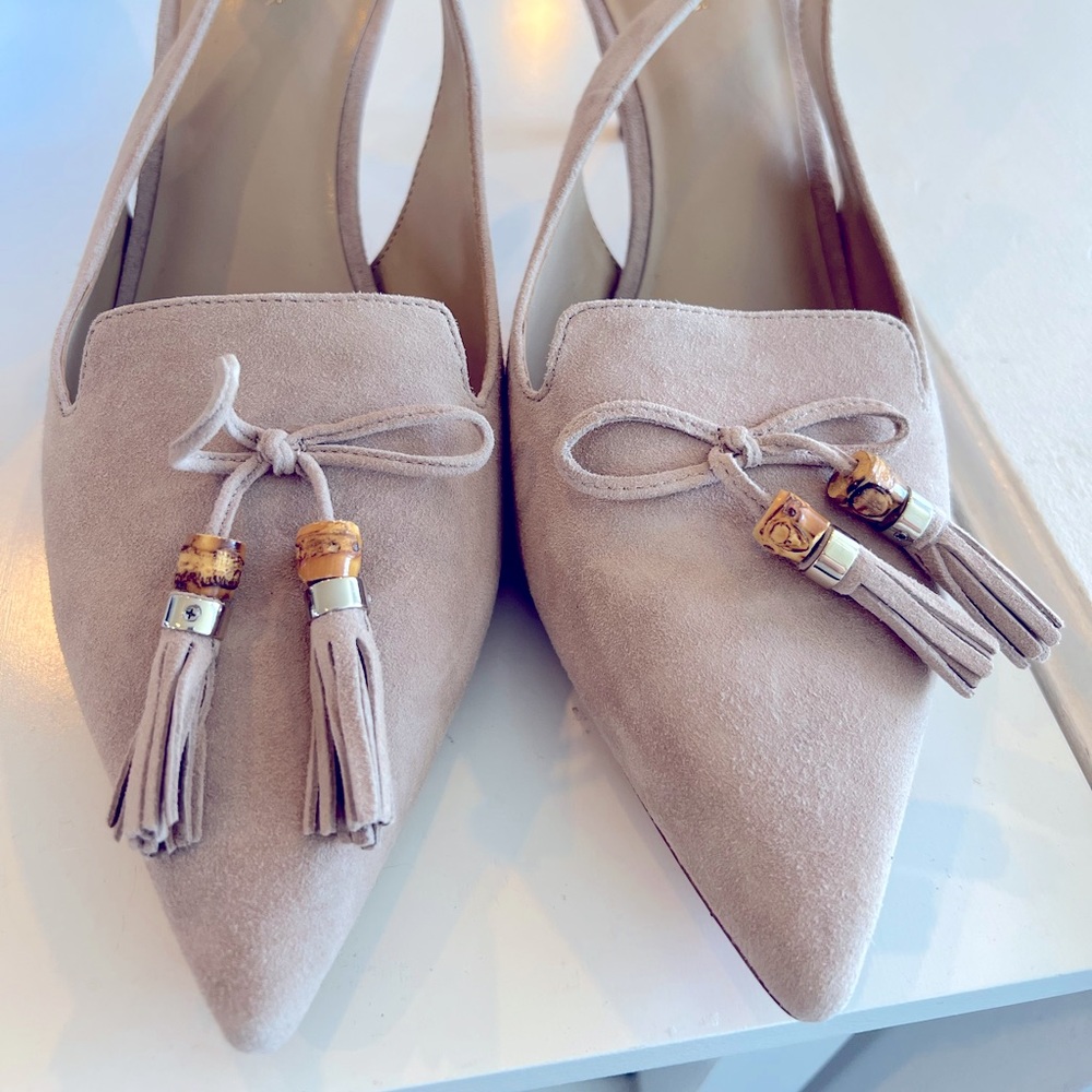 Ann Taylor Suede Slingbacks with Tassel 9.5M